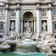 The Stone Trevi Fountain in Rome, Italy