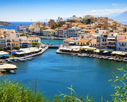 Agios Nikolaos and Voulismeni lake in Crete island, Greece.