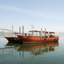 A docked boat on the Sea of Galilee in Israel