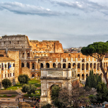 The Colosseum and the Arch of Titus, near the Roman Forum