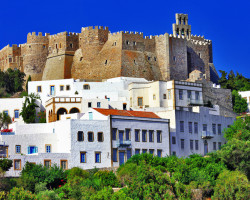 Patmos Fortress on the Island of Patmos in Greece