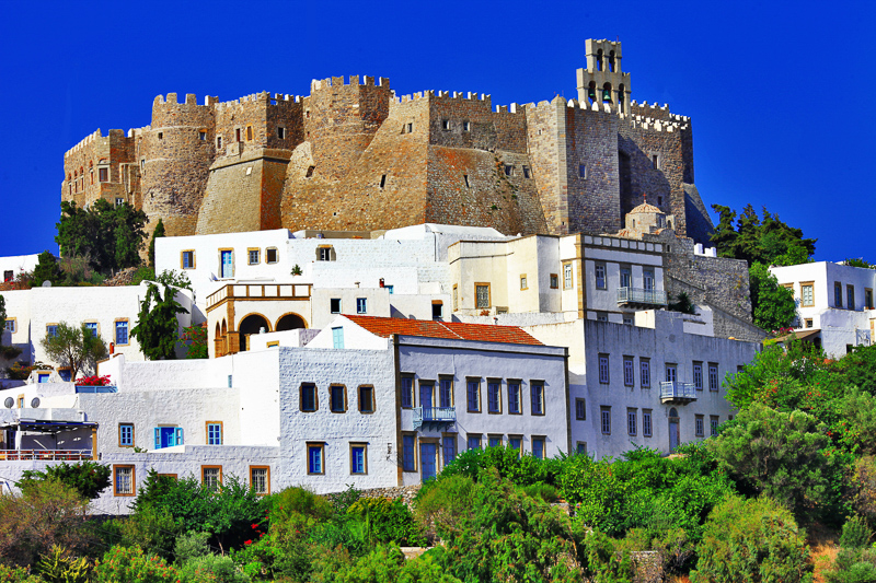 Patmos Fortress on the Island of Patmos in Greece
