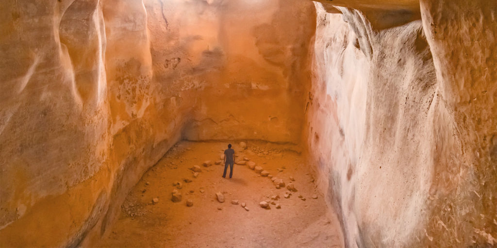Eli Shukron Exploring Cave in Israel