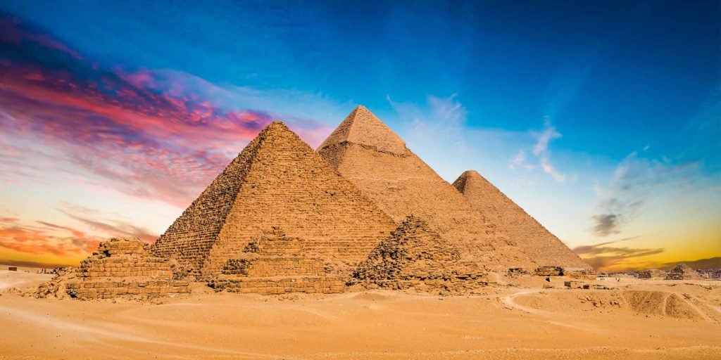 Pyramids at Sunset on Biblical Egypt Tour