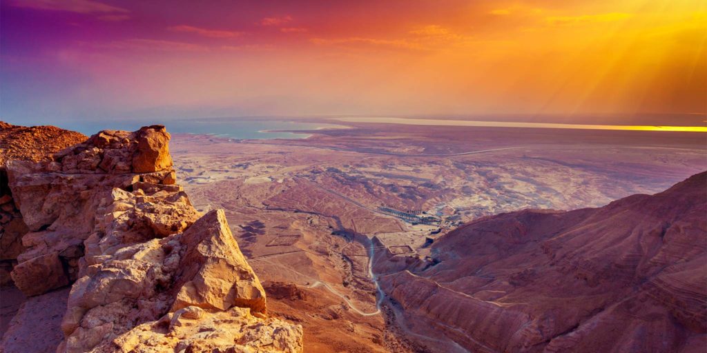 Sunrise Over Masada Ruins of King Herods Palace in Judaean Desert