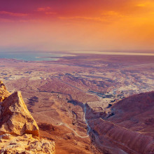 Sunrise Over Masada Ruins of King Herods Palace in Judaean Desert
