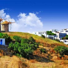 Patmos Island Chora Windmills Panorama Patmos Island Chora Windmills Panorama
