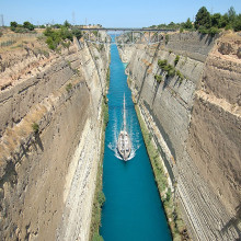 Corinth Canal Greece with Ship 51894550