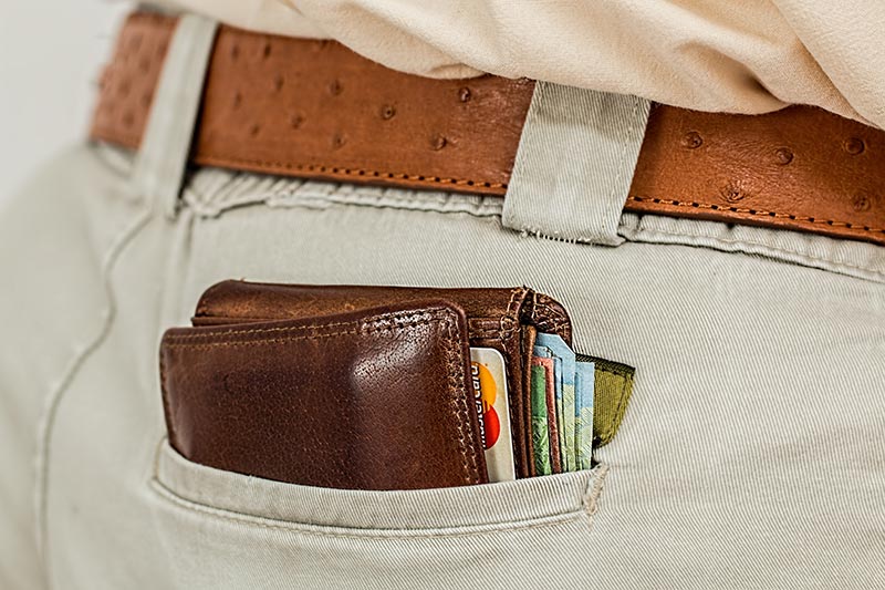 back pocket with full wallet sticking out