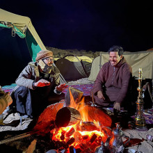 Saudi Camp Staff at Night
