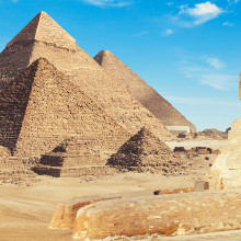 Pyramids of Giza with the Sphinx Featured 1