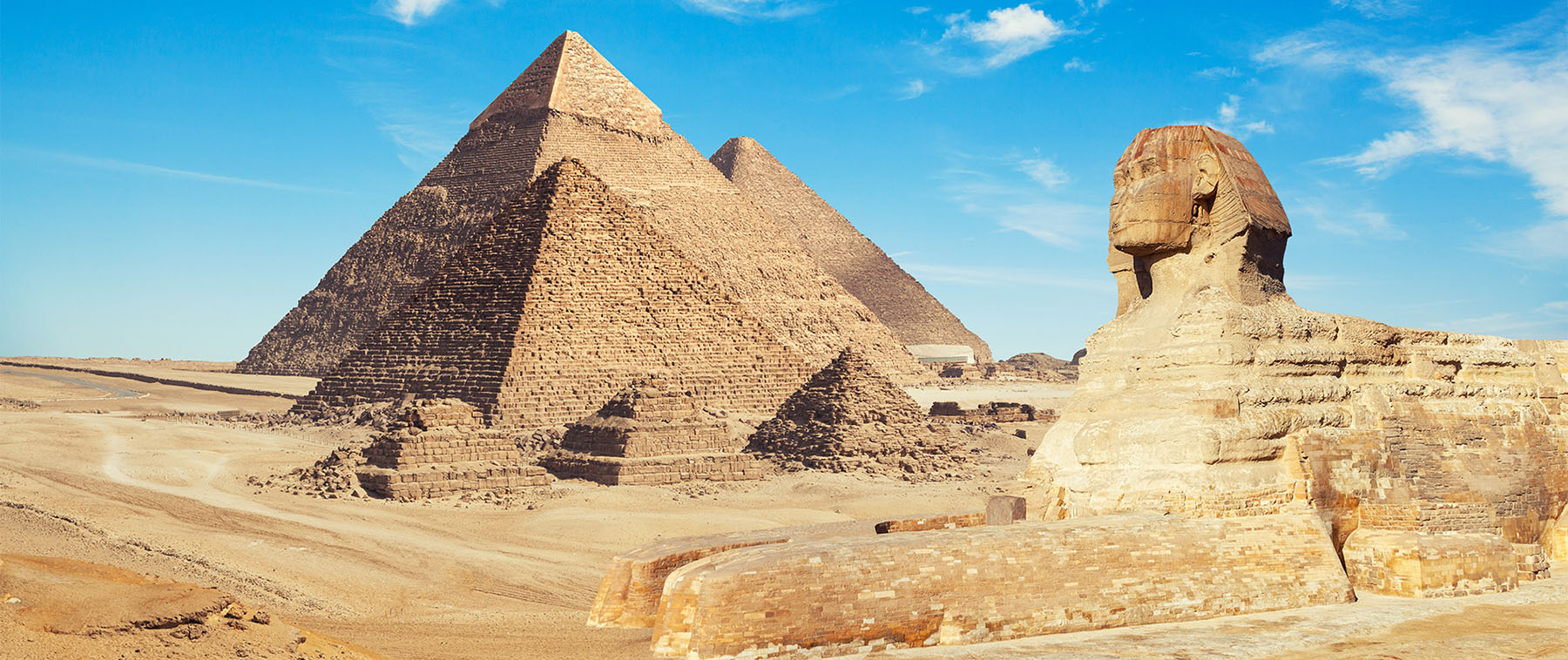 Pyramids of Giza with the Sphinx Featured