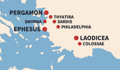 Seven Churches of Revelation Study Tour with Pastor Cary Wacker Of Warren Community Church Oct 2-11, 2022 Locations Map