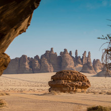 Rock formation mountains in Saudi Arabia desert
