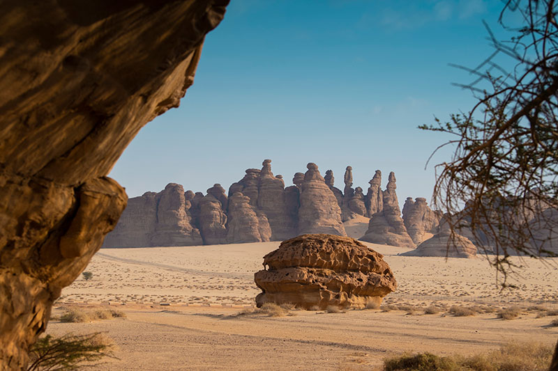 Rock formation mountains in Saudi Arabia desert