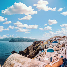 santorini greece white houses above sea pexels