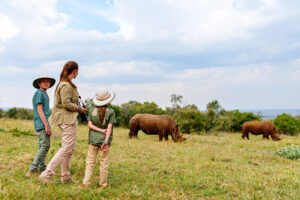 africa safari bush walk with rhinos