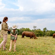 africa safari bush walk with rhinos