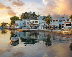 Skala Village harbour view in Patmos shutterstock Skala Village harbour view in Patmos shutterstock