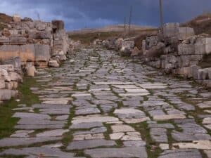 Remains of paved road in Pisidian Antioch Remains of cobblestone road in Pisidian Antioch