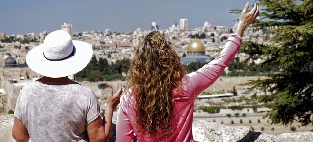 two women overlooking old city jerusalem featured