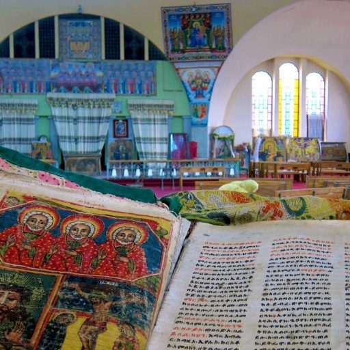Axum Ethiopia Bible in Colorful Church